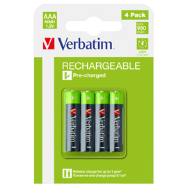 Verbatim - scatola 4 pile aaa ricaricabili - 49514
