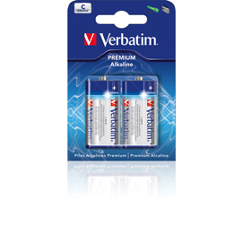 Verbatim - scatola 2 pile alkaline mezza torcia c - 49922