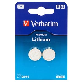 Verbatim - blister 2 micropile a pastiglia cr2016 - litio - 49934 - 3v