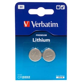 Verbatim - blister 2 micropile a pastiglia cr2032 - litio - 49936 - 3v