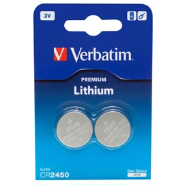 Verbatim - blister 2 micropile a pastiglia cr2450 - litio - 49938 - 3v