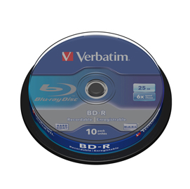 Verbatim - scatola 10 dvd blu ray bd-r sl - jewel case - bianco/blu - 43742 - 25gb