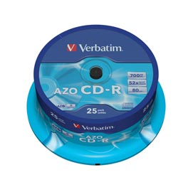 Verbatim - scatola 25 cd-r datalife plus - 1x-52x - serigrafato - 43352 - 700mb