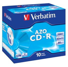 Verbatim - scatola 10 cd-r datalife plus - jewel case - 1x-52x - serigrafata crystal - 43327 - 700mb
