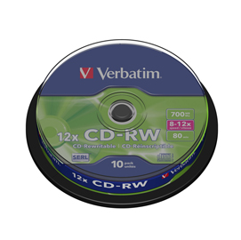 Verbatim - scatola 10 cd-rw datalife plus - 8x-10x - serigrafato - 43480 - 700mb